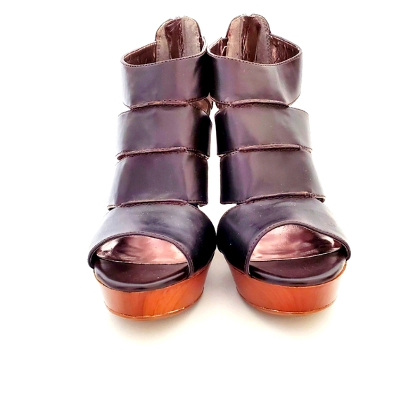 Ann Taylor Loft Kourtney Brown Leather Wedges Size 8 - Picture 3 of 10